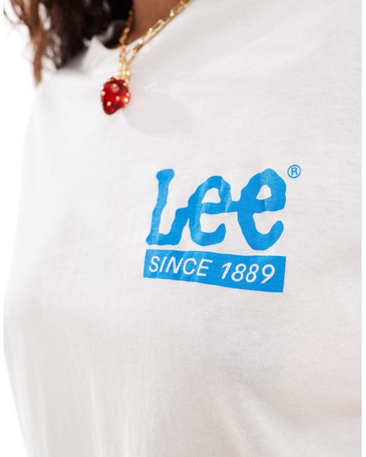 T-shirt écru con logo di Lee Jeans in White