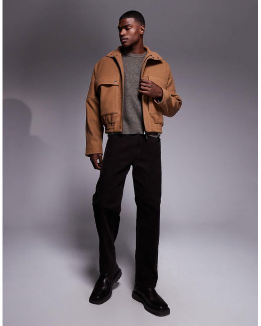 ASOS Brown Harrington Jacket for men