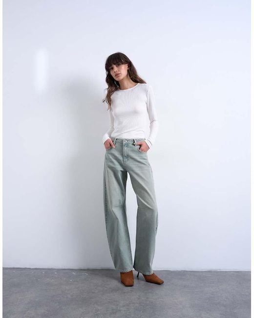 TOPSHOP Jeans Met Halfhoge Taille En Ballonpijpen in het White