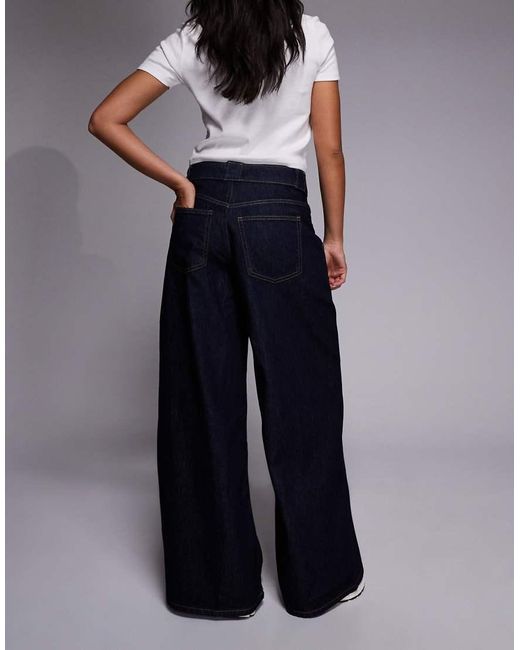 River Island Blue Baggy Wide Leg Jean