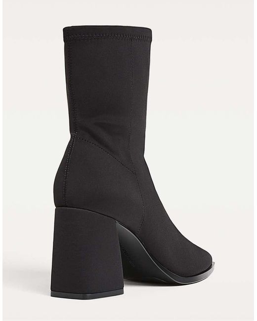 Stradivarius Black Neoprene-Effect High-Heeled Ankle Boots