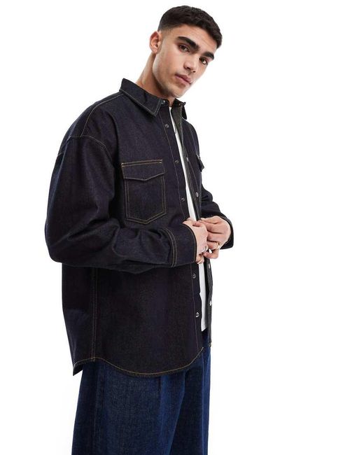 Jack & Jones Blue Denim Overshirt Shacket for men