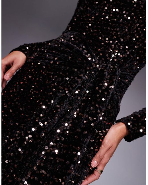 ASOS Black – langärmliges samt-minikleid