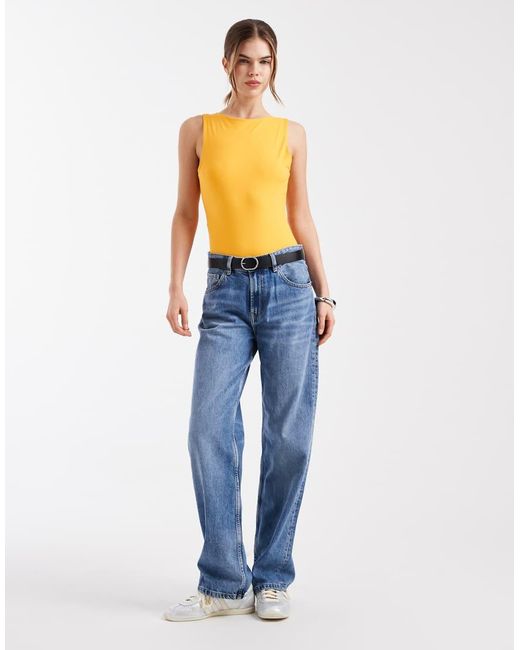 ASOS Orange Polyamide Slinky Open Back Racer Bodysuit