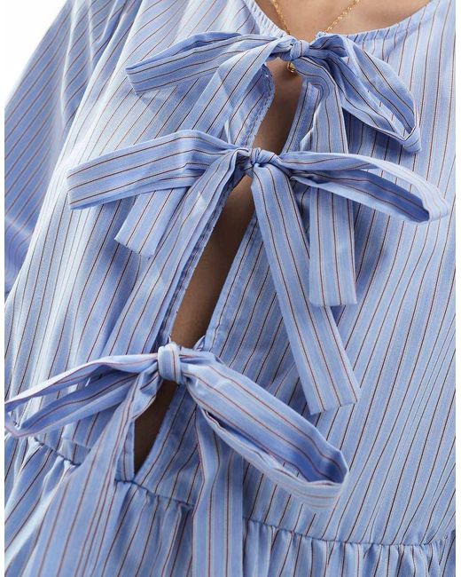 ONLY Blue Tie Front Mini Dress