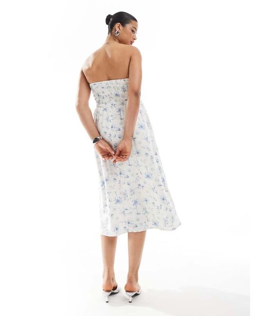 Hollister White Strapless Drop Waist Paneled Midi Dress