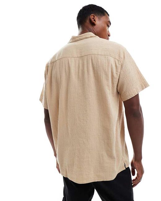 Jack & Jones Overhemd Met Reverskraag En Kreukeltextuur in het Natural voor heren