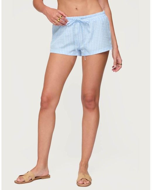 Edikted Blue Yaffa Gingham Shorts