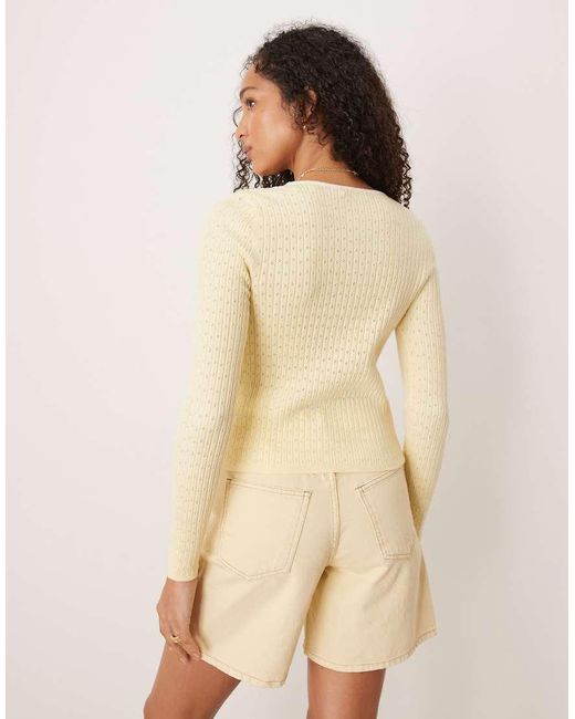 Cardigan A Maniche Lunghe Latticello di Gina Tricot in Brown