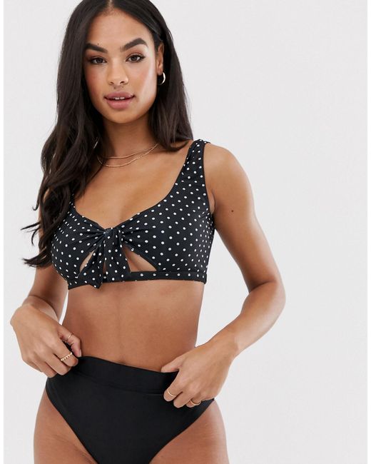 black polka dot bikini top