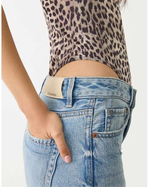 Stradivarius Body Met Bandjes En Luipaardprint in het Blue