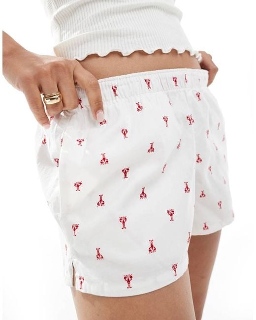 Hollister White Low Rise Baggy Boxer Pyjama Shorts