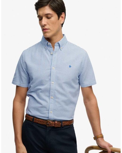 Superdry Blue Preppy Oxford Short Sleeve Shirt for men