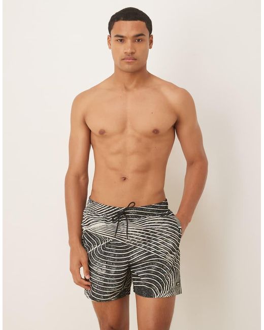 Calvin Klein Gray All Over Print Drawstring Swim Shorts for men