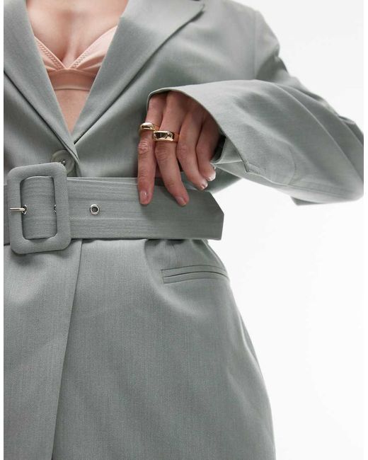 ASOS Gray Oversized Cinch Waist Belted Blazer