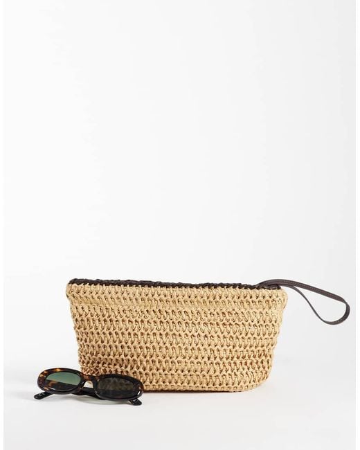 Mango White Raffia Pouch
