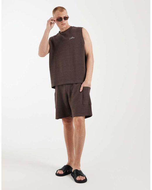 ASOS Brown Heavyweight Oversized Tank With Text Graphic for men