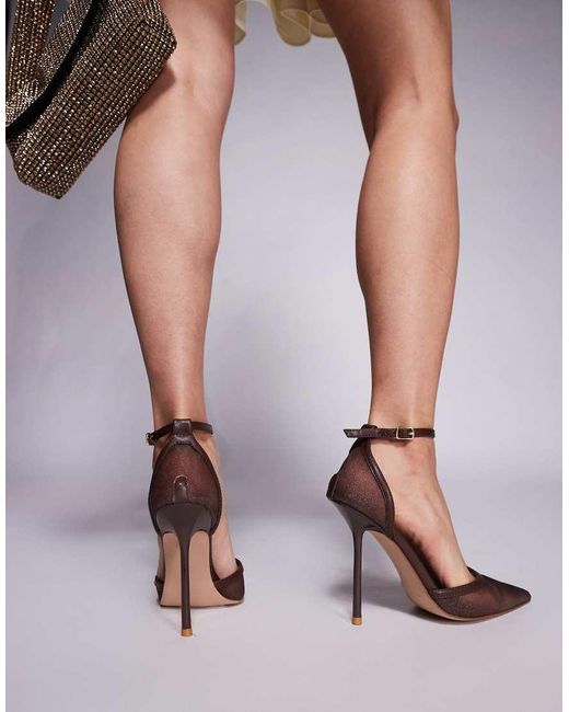 Zapatos Marrón Chocolate De Tacón De Malla Mandisa De Simmi London Wide Fit SIMMI de color Brown