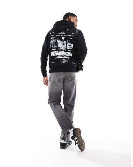 Sudadera Negra Extragrande Con Capucha Y Estampado De ASOS de hombre de color Black