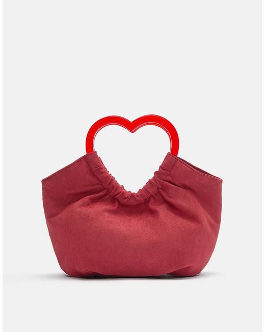 Pull&Bear Red Heart-shaped Handle Bag