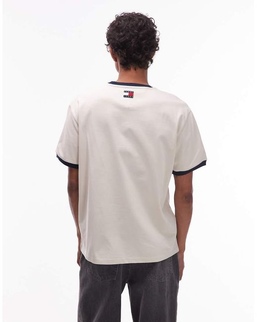 Tommy Hilfiger Manhattan T-Shirt Met Gekleurd Randje in het White