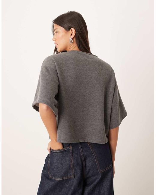 ASOS Gray Boxy Button Through Sweat Top