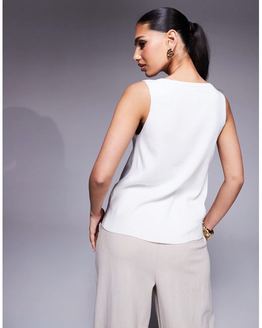 ASOS White Compact Knit Top With Novelty Gold Buttons