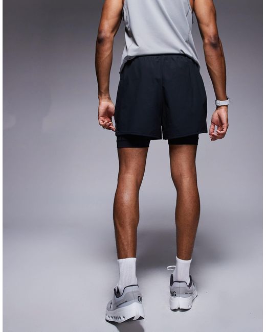 4505 Gray 2-in-1 Ripstop Nylon Running Shorts With Zip Pocket for men