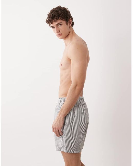 ASOS White Co-Ord Seersucker Swim Shorts for men