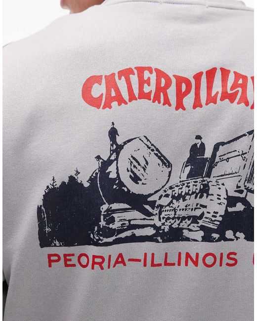 Sudadera Con Estampado Trasero De Wwr-Blanco Caterpillar de hombre de color Gray
