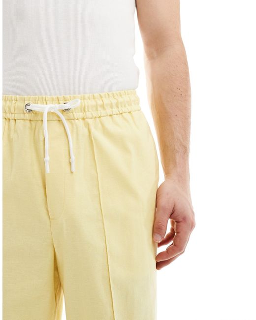 ASOS Metallic Linen Blend Wide Leg Pull On Pants for men