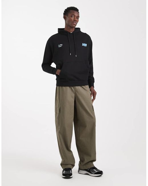 ASOS Black Relaxed Hoodie With Crackle Racing Print for men