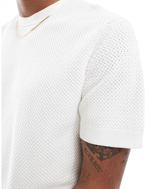 River Island White Knitted T-shirt for men