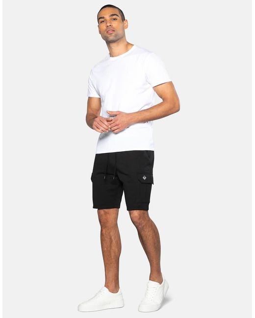 Threadbare Black Cargo Sweat Shorts for men