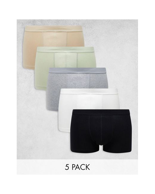 ASOS White 5 Pack Trunks for men
