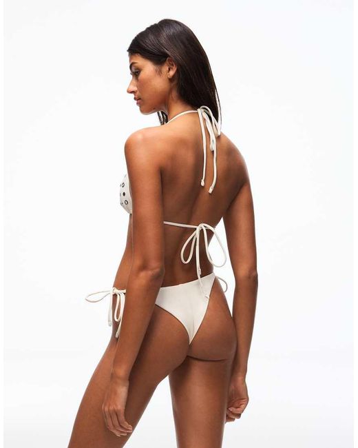 Bershka Orange Studded Triangle Bikini Top