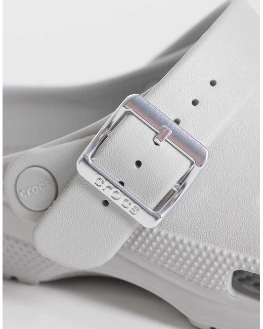 CROCSTM White Classic Metallic Buckle Clogs
