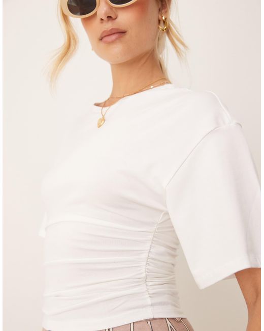 Gina Tricot White – weiches, gerafftes oberteil