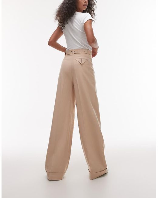 & Other Stories Natural Fluid Wide Leg Pants With Eyelet Belt