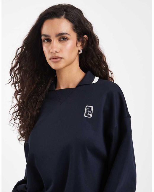 Lacoste Blue Long Sleeve Logo Polo Sweatshirt