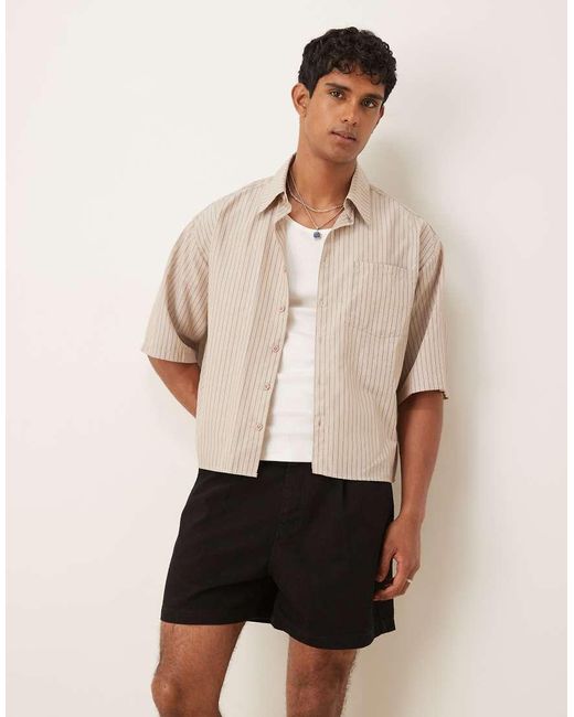 Pantaloncini Di Jeans Taglio Corto Neri Con Pieghe di ASOS in Natural da Uomo
