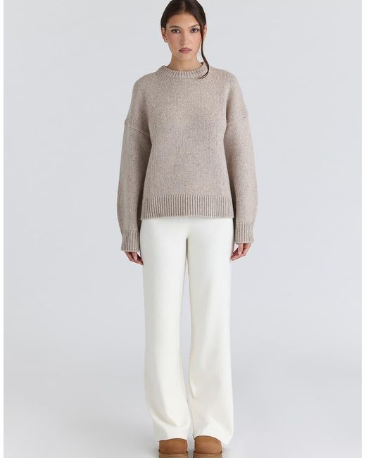 House Of Cb Gray Bear Oatmeal Wool Chunky Knit Sweater