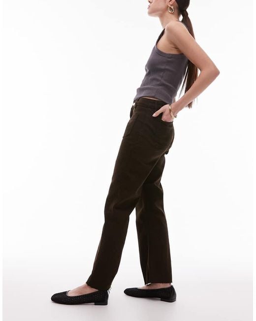 Mango Brown Alex Cropped Kick Flare Front Pocket Jeans
