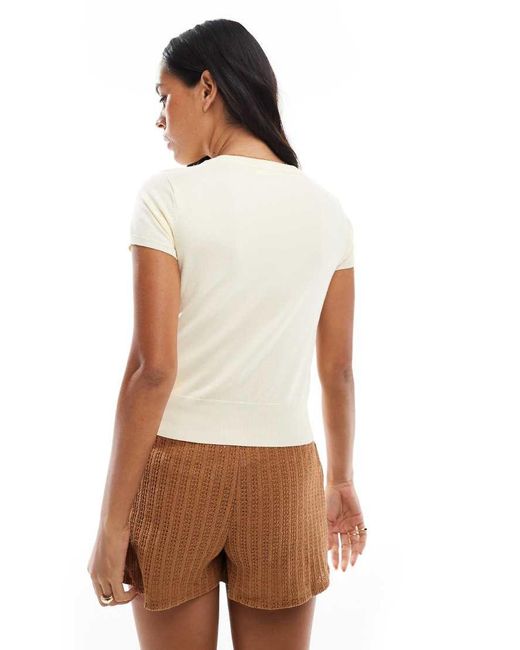 Stradivarius White Knitted Short Sleeve Cardigan
