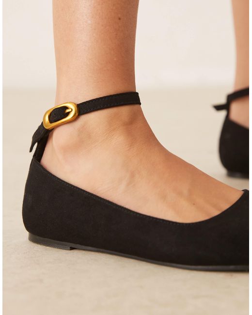 Asos Design Wide Fit Natural – lara – ballerinas aus wildlederimitat
