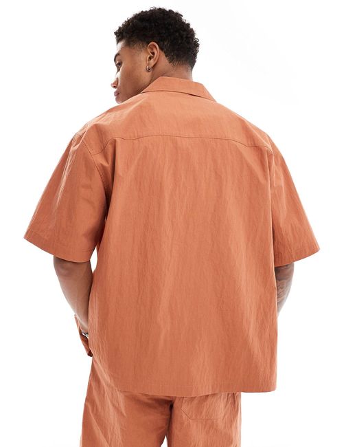 ASOS – kurzärmliges, kastiges oversize-hemd in Brown für Herren