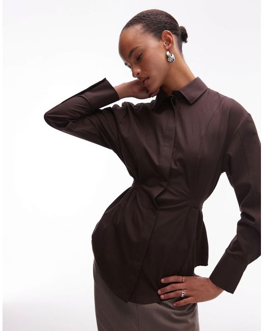 ASOS Black Adjustable Cinched Back Shoulder Pad Shirt