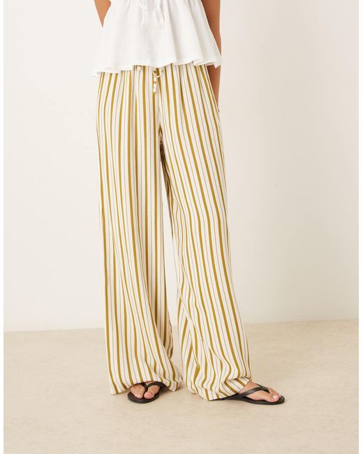 ASOS Natural Linen Blend Pull On Trouser