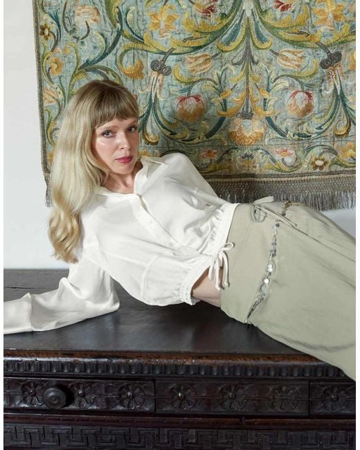 NA-KD Green X Marie Jedig Drawstring Detail Shirt
