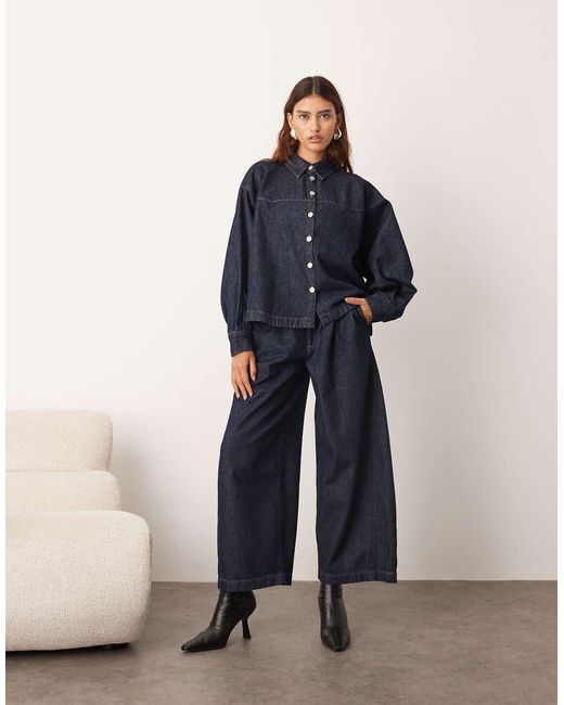 ARRANGE Blue Structured Boxy Denim Shirt